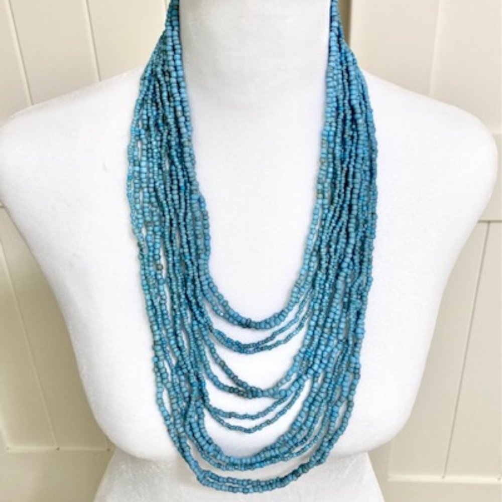 Beaded Neclace with Wooden Closure